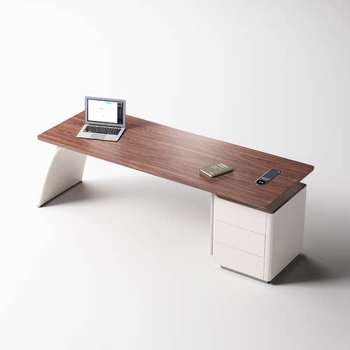 奶咖色轻奢书桌书房电脑桌