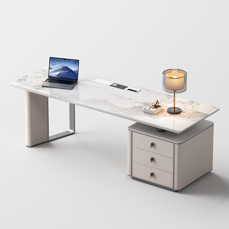 轻奢岩板书桌书房办公桌