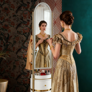 轻奢旋转穿衣镜家用落地镜全身镜挂衣架现代简约卧室衣帽架镜子