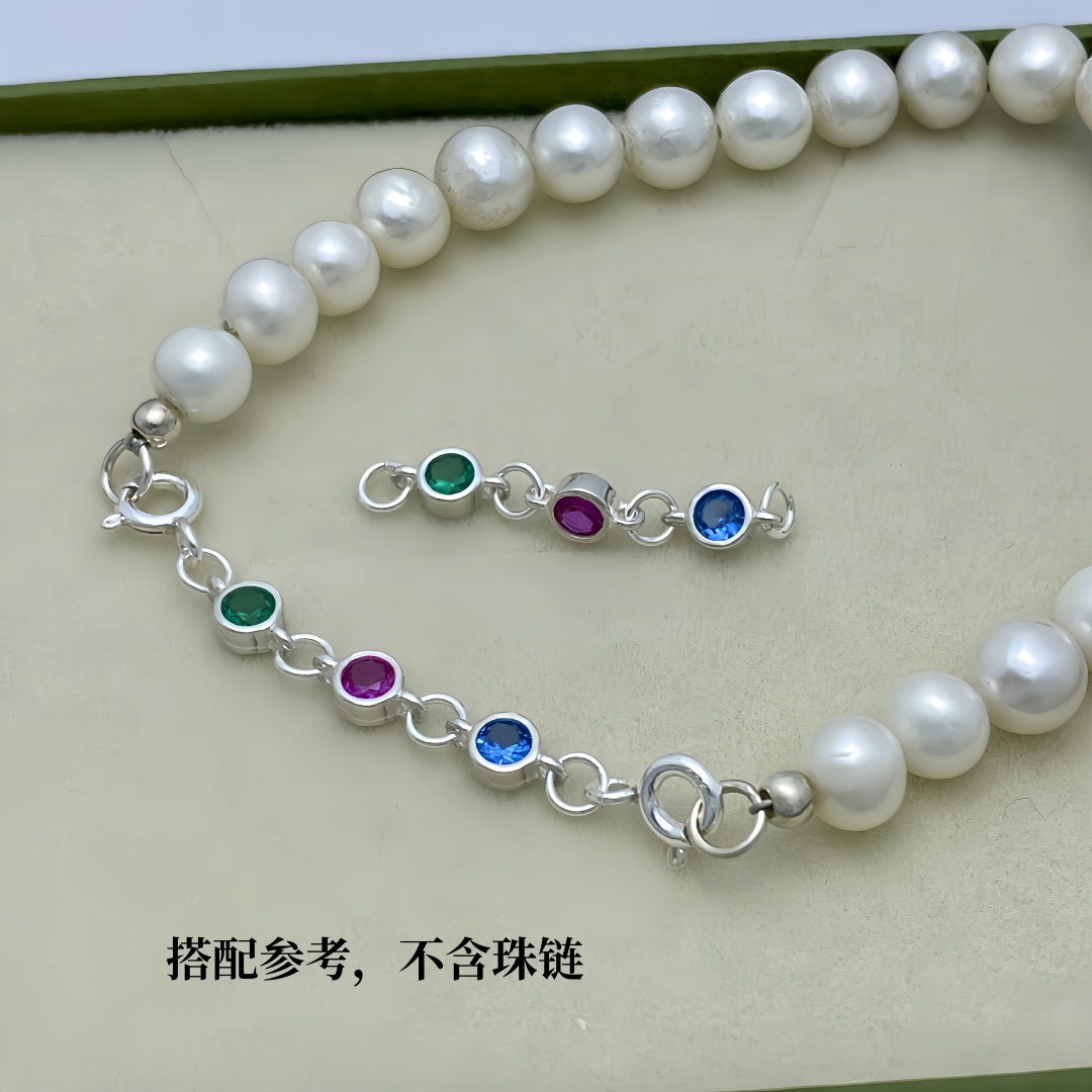 925纯银彩钻双圈延长链配件