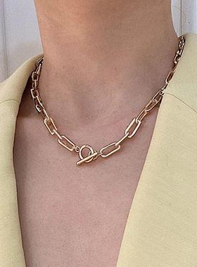 Thick Chain Toggle Clasp Necklaces Mixed Linked Circle Neckl