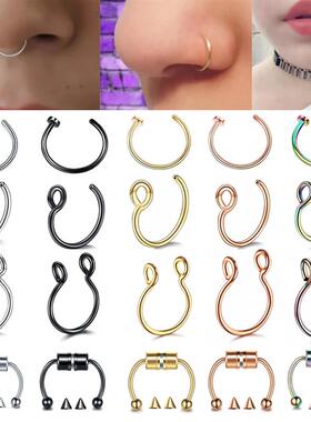 1Pc Stainless Steel Fake Nose Ring Hoop Septum Rings C Clip
