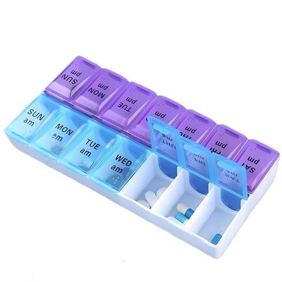 Daily Pill Reminder Box 7 Slots - Portable Sealed Moisture-P