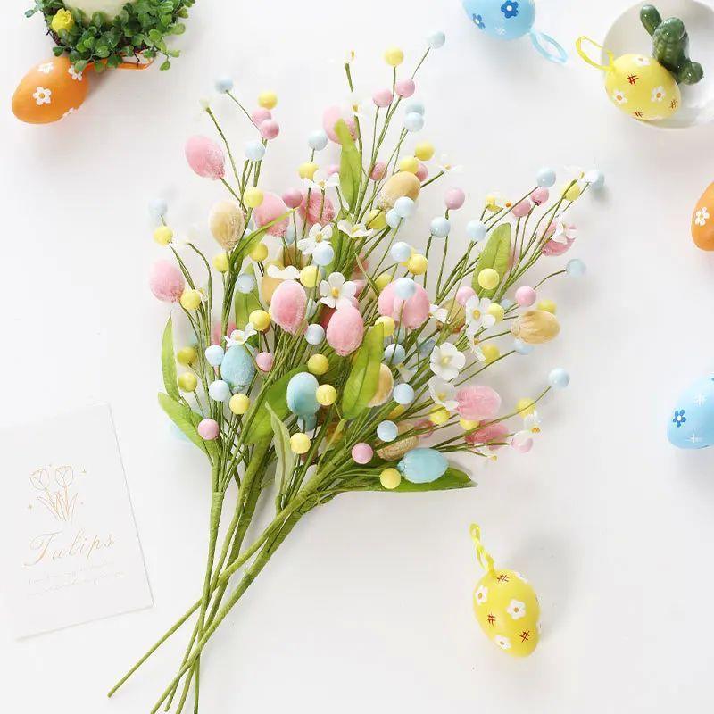 Easter Eggs Tree Branch Easter Fake Plant DIY Bouquets Flowe