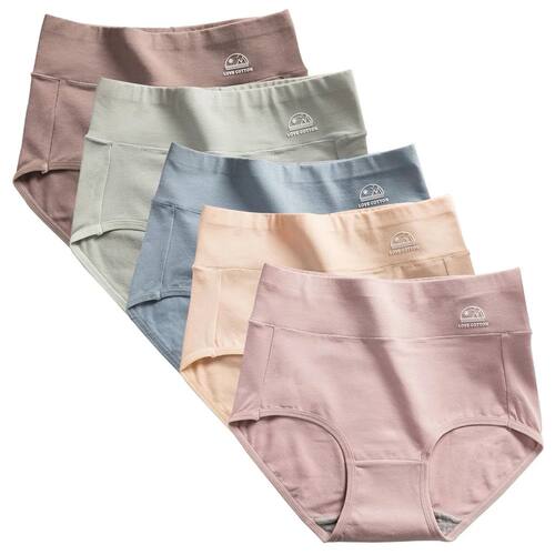 5 Pack Women's Cotton High Waisted Underwear - Tummy Control