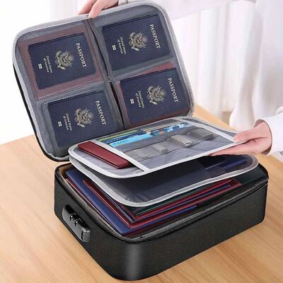 Fireproof Black Document Bag , Water-resistant Zipper Portab