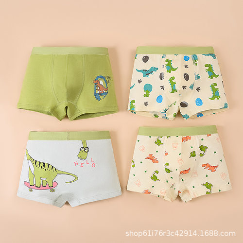 Underpants Boys Four-angle Cotton Dinosaur Cartoon Four-angl