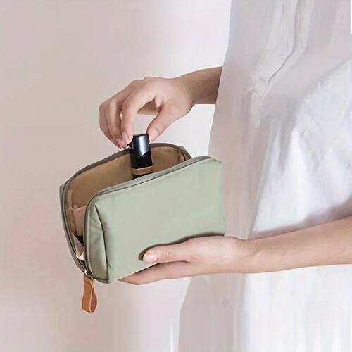 2026 Small Solid Color Portable Makeup Bag, Travel Cosmetic