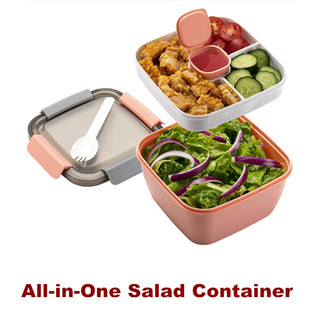 Salad Container Bento Box Tray Leak-Proof Sauce Container