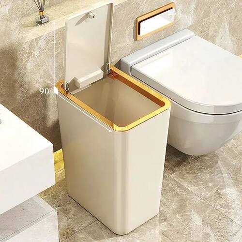10L Bathroom & Kitchen Odor-Proof Trash Can with One-Touch O