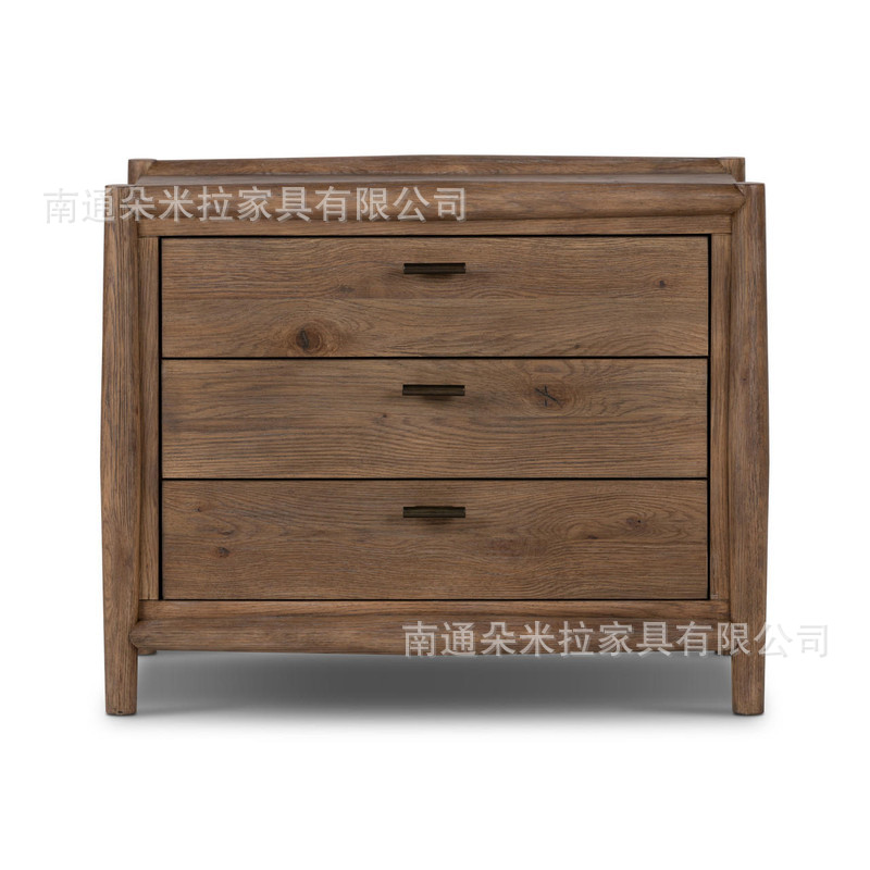 新中式老榆木床头柜实木家用小户型卧室床边柜整装民宿床头储物柜