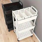 Plastic Durable Rolling Tier Storage Cart