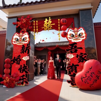结婚农村院子布置中式婚礼迎宾牌