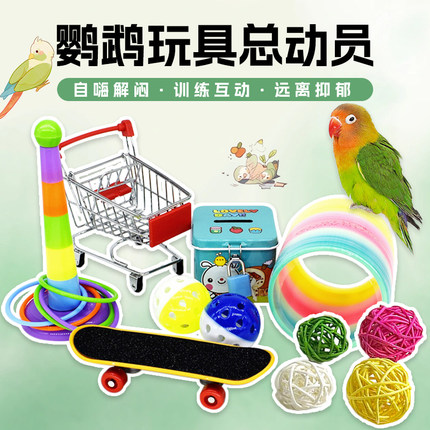 鹦鹉鸟玩具大全牡丹虎皮玄风啃咬磨牙解闷自嗨解压陪伴小秋千套装