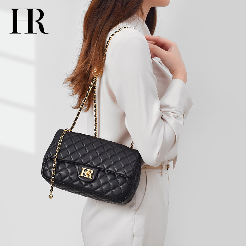 HR赫莲娜女包2025新款包包女高级感菱格包女单肩斜挎包女轻奢女包