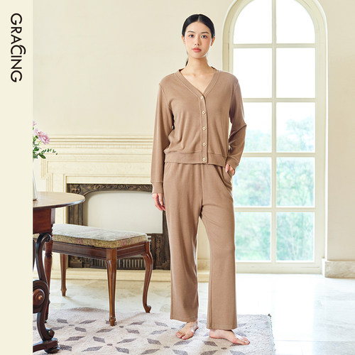 摩羊绒长袖长裤套装秋冬家居服