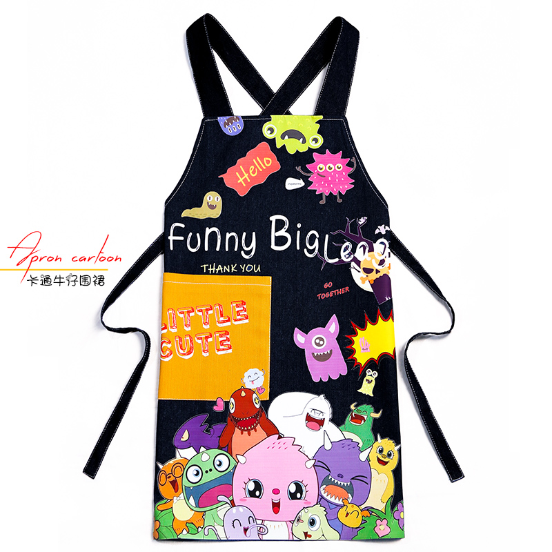 可爱儿童烘焙牛仔防水定制围裙