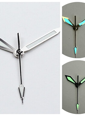 表盘指针手表配件菱形表针银白色绿夜光适合装NH35NH36NH34机芯