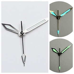 表盘指针手表配件菱形表针银白色绿夜光适合装NH35NH36NH34机芯