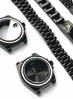 40MM手表改精工不锈钢表壳蓝宝石玻璃精钢黑适配NH35/36机芯套件