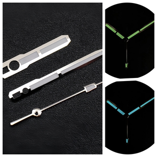 夜光指针配件适合NH35NH36NH34机芯时分秒表针银色绿光冰蓝光