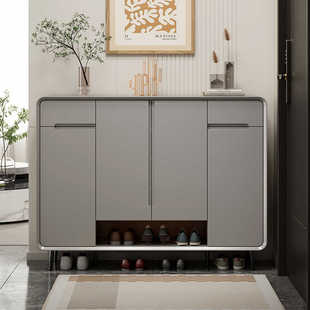 2024新款鞋柜轻奢家用门口灰色开扇储物鞋柜带腿时尚简约多功能