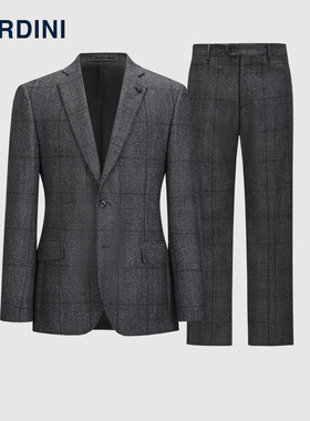 LARDINI意大利进口上山羊绒羊毛威尔士亲王格纹商务通勤西服套装