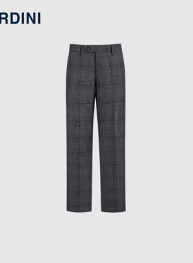 LARDINI进口羊毛山羊绒混纺亲王格纹秋冬商务直筒无褶西裤长裤