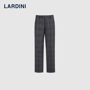 LARDINI进口羊毛山羊绒混纺亲王格纹秋冬商务直筒无褶西裤长裤