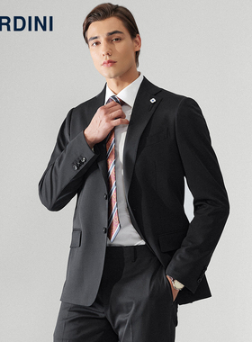 lardini意大利进口黑色羊毛西服套装男商务职业正装新郎结婚西装