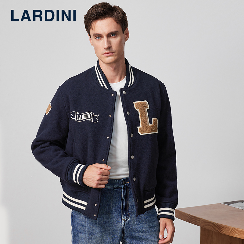 LARDINI秋冬毛呢刺绣棒球服