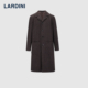 LARDINI意大利进口纯羊毛亲王格纹平驳领中长款 商务保暖大衣外套