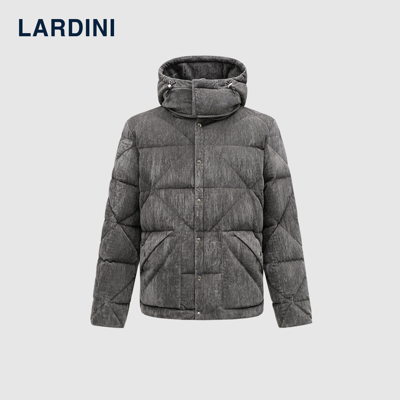 LARDINI灯芯绒连帽加厚羽绒服