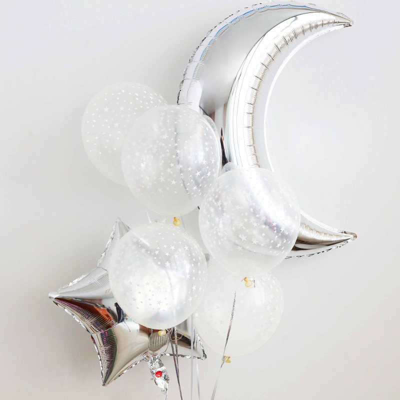 透明星月铝膜气球套装生日派对