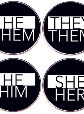 THEY/THEM 代词胸针Pronouns HE HER HIM 胸章别针金属合金徽章配