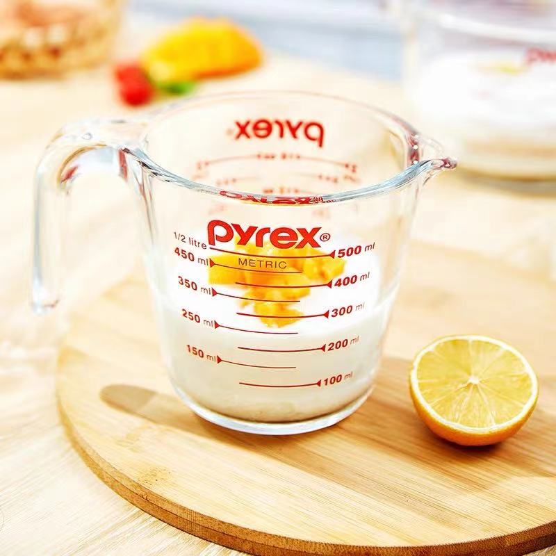 康宁餐具pyrex 儿童早餐冲泡牛奶杯奶茶杯耐热玻璃带刻度水杯