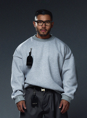 OUTOF - 款号127 毛线螺纹 baggage tag 宽松落肩卫衣