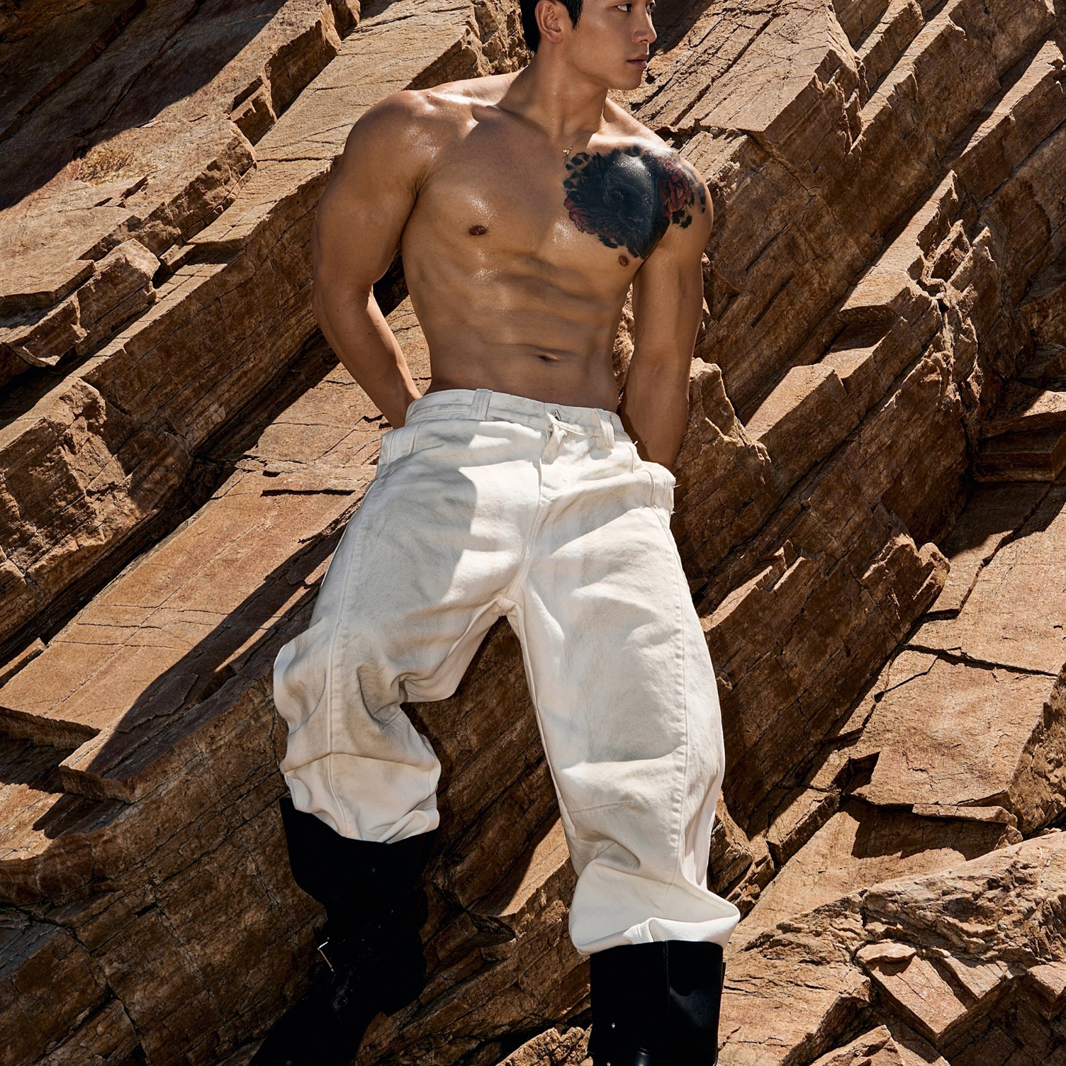 OUTOF - 款号156 做脏水洗白 白皮标 廓形宽松弯刀裤