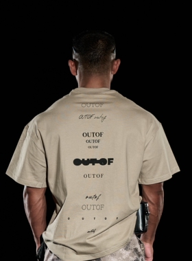 OUTOF - 款号02男士oversize落肩小领口户外运动健身休闲宽松T恤
