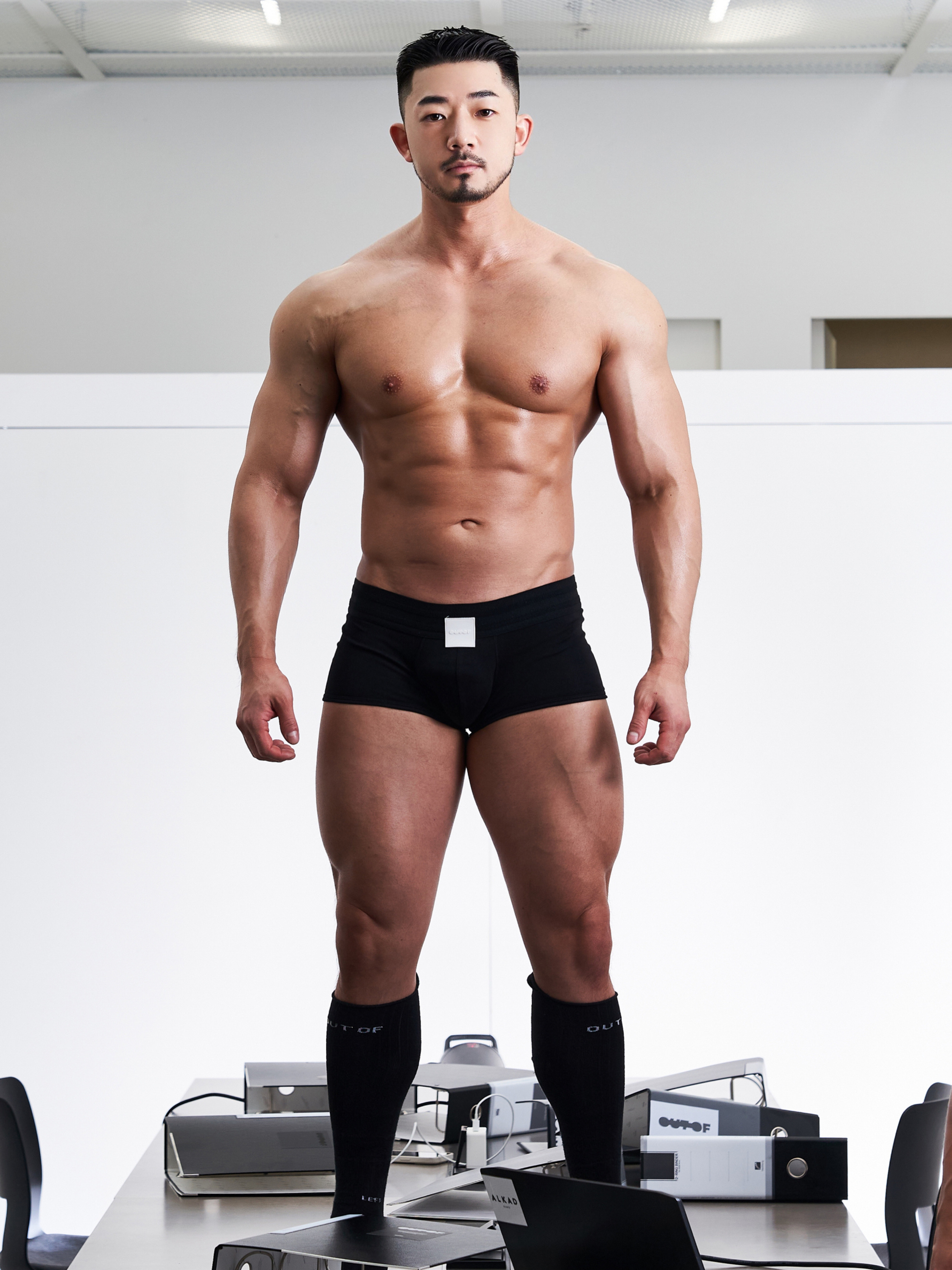 OUTOF underwear #10男士橡胶logo精棉舒适轻薄透气中腰四角内裤