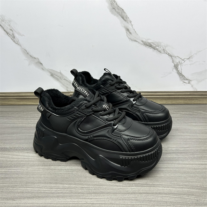 断码清仓处理真皮女鞋2024冬新款老爹鞋女松糕厚底时尚休闲低帮鞋