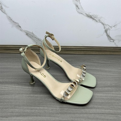 35孤品特价清仓处理细高跟凉鞋女夏季一字扣带时装露趾中空气质鞋