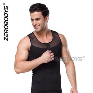 088版 拉大链塑束胸美体背心网布塑 身XPS衣收内腹塑形束身衣 男士