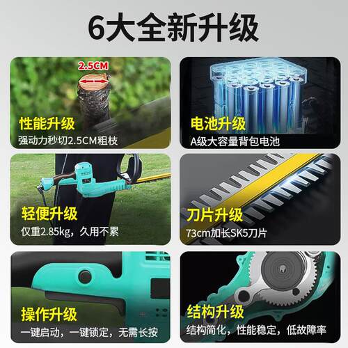 新款电动绿篱修剪机背负式48V60V园林绿化锂电修枝剪充电式茶包邮
