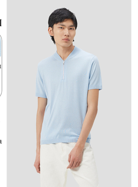 GOBI戈壁夏季简约百搭拉链羊绒男士Polo衫短袖上衣MK0263