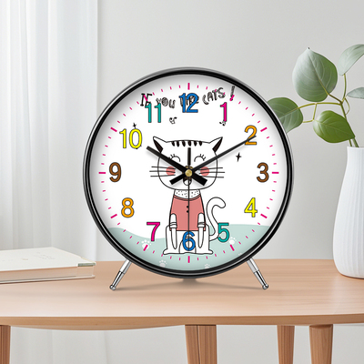 桌面摆放创意钟表摆件卡通座钟客厅高级感简约大气摆台式现代时钟