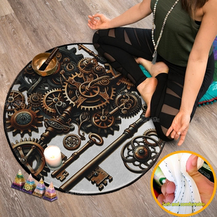 创意财富钥匙圆形地毯颂钵地垫禅修冥想垫打坐垫静坐垫Round Rug