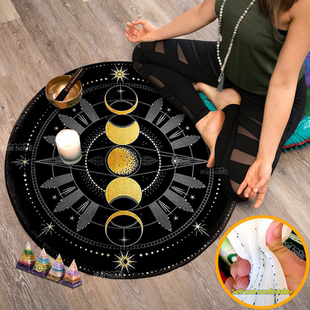 月相地毯颂钵音疗冥想垫禅修打坐垫圆形地垫Celestial Round Rug