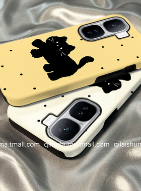 柒莱二合一菲林适用于iqooneo10/9spro手机壳新款neo8/7男女6se硬5黄色波点小黑猫咪iqoo13/12/11防摔z9z8套