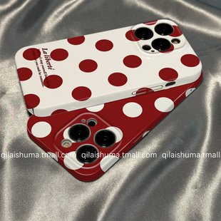 11pro 手机壳13新款 9硬8秋冬复古红色大波点findx8x7硅胶6防摔5女 柒莱菲林壳适用于opporeno15